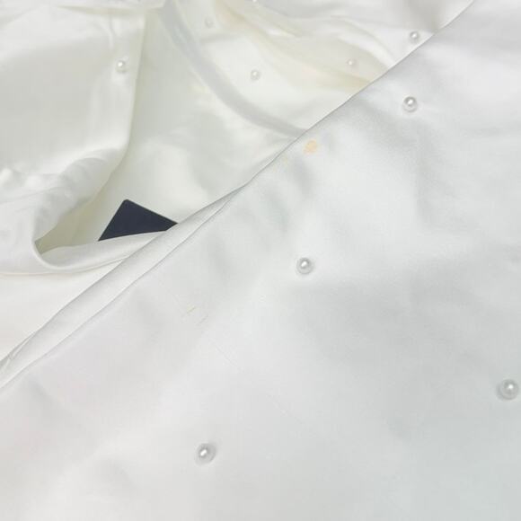 Lulus Posh Behavior White Pearl Bow One-Shoulder Mini Dress size M NWT - Picture 7 of 7